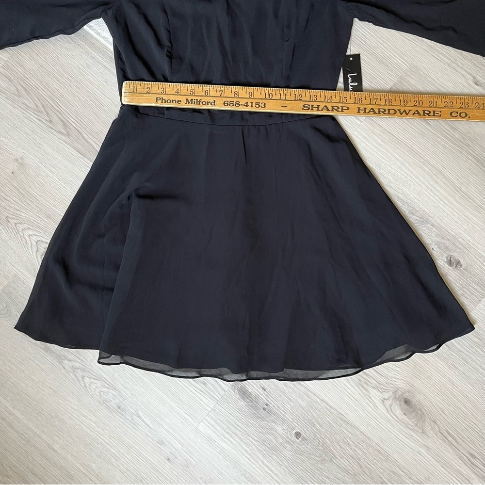Lulu's NWT Longtime Love Black Long Sleeve Skater Dress Large Sheer Ruffle Goth - Picture 14 of 16